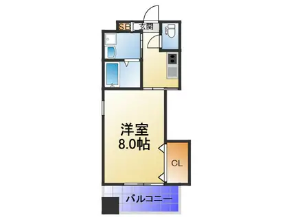 地下鉄谷町線 南森町駅 徒歩5分 11階建 築18年(1K/9階)の間取り写真