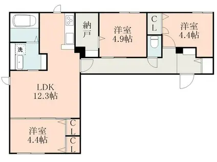 フォルトゥーナII(3LDK/1階)の間取り写真