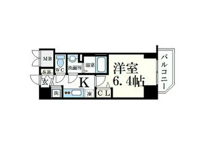 プレサンス松屋町グレース(1K/3階)の間取り写真