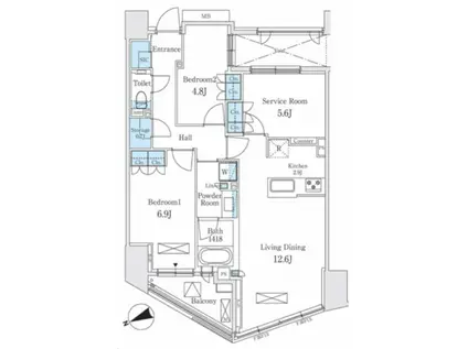 ザコノエ代官山(3LDK/9階)の間取り写真