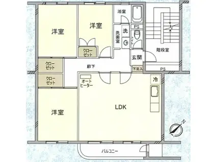 船橋ハイツ5号棟(3LDK/5階)の間取り写真