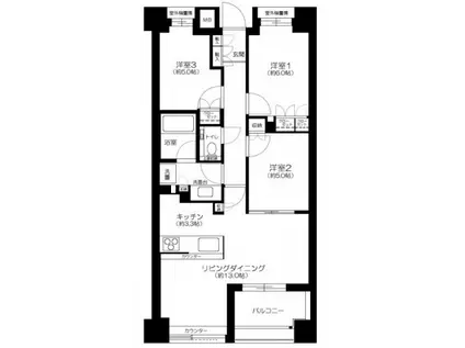 グランスイート神楽坂ピアースノースヒルズ(3LDK/3階)の間取り写真