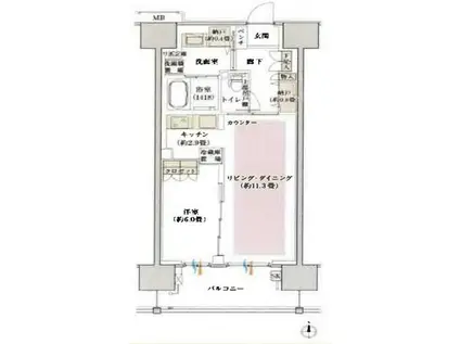 デュオセーヌ柏の葉キャンパス(1LDK/13階)の間取り写真