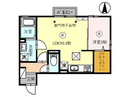 ポワロ II(1LDK/1階)の間取り写真