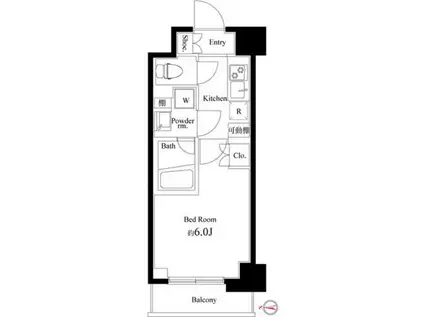 ハーモニーレジデンス武蔵小杉002(1K/2階)の間取り写真