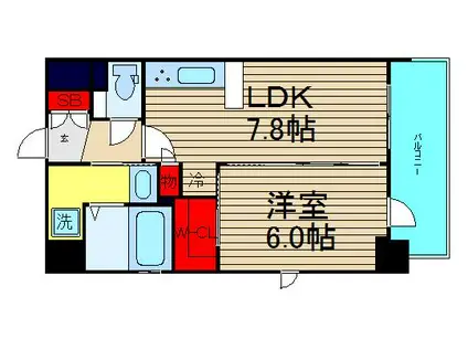 エステムコート難波Vブロード(1LDK/15階)の間取り写真