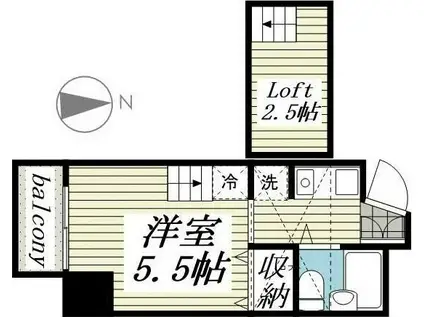 BOATHOUSE(ワンルーム/5階)の間取り写真