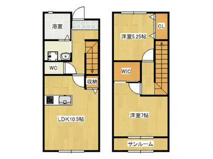 テタンジェ(2LDK/1階)の間取り写真
