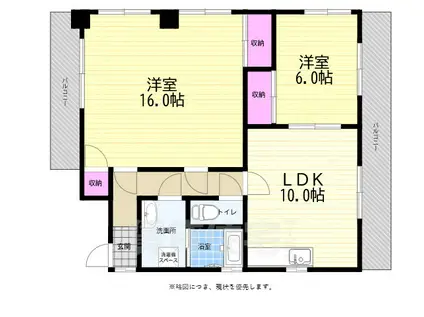 白島アオヤマビル(2LDK/3階)の間取り写真