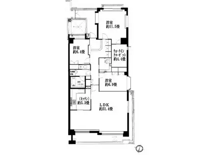 楽器可 3LDK(3LDK/2階)の間取り写真