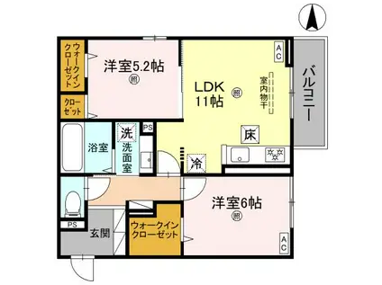 WISTERIA 三信(2LDK/1階)の間取り写真