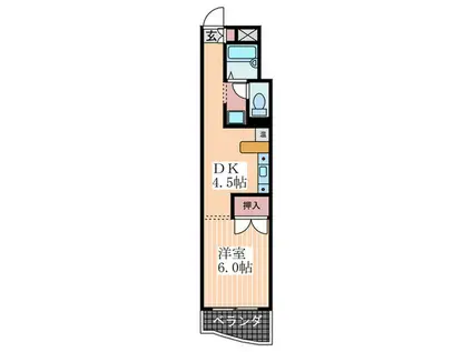 スカイシャトー幟町(1DK/3階)の間取り写真