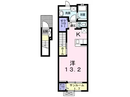 JR東海道本線 浜松駅 バス乗車時間:20分 最寄りバス停で下車 徒歩2分 2階建 築7年(1K/2階)の間取り写真