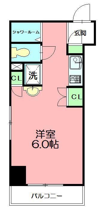 シーサイドビラ鵠沼(1K/2階)の間取り写真