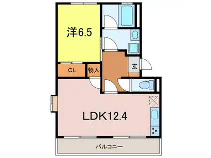 ダイアローグA(1LDK/3階)の間取り写真