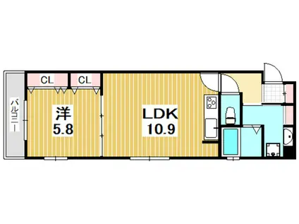 ブランシェ本町(1LDK/3階)の間取り写真