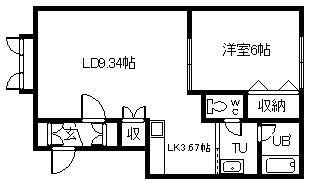 ドゥ・ランジェ(1LDK/1階)の間取り写真