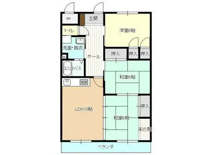 三吉町サンクレスト(3LDK/3階)の間取り写真