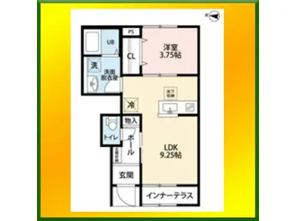 リーブルファイン小平仲町(1LDK/1階)の間取り写真