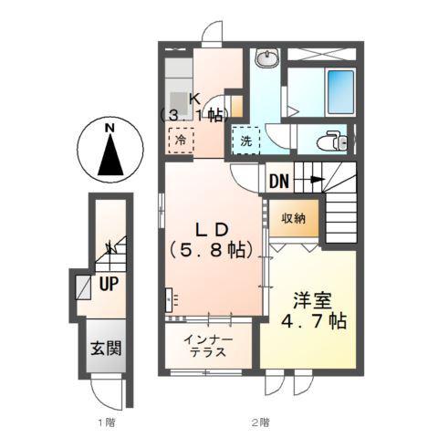 イーストゲート・スクエア(1LDK/2階)の間取り写真