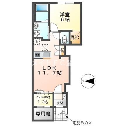 ベラ・カーサ(1LDK/1階)の間取り写真