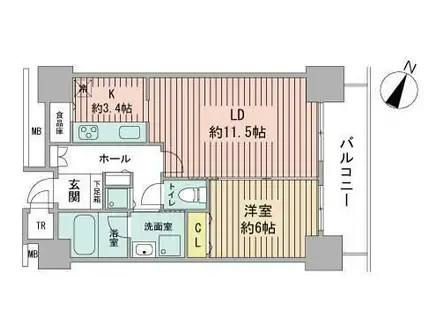 Dグラフォート札幌ステーションタワー(1LDK/14階)の間取り写真
