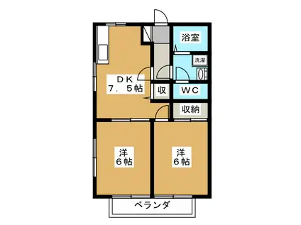 スカイハイツ白楽(2DK/2階)の間取り写真