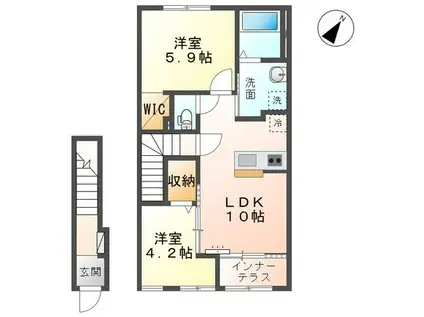 レナレジデンス(2LDK/2階)の間取り写真