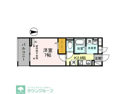 レーヴ・シェソワ(1K/2階)の間取り写真