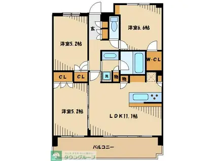 ルジェンテ向ヶ丘遊園(3LDK/6階)の間取り写真