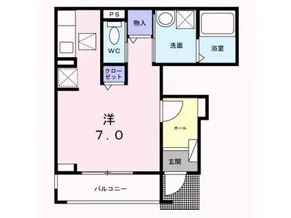 CREST 倭(1K/1階)の間取り写真