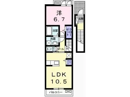 エクセラン則直IV(1LDK/2階)の間取り写真