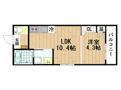 FASECIA小若江(1LDK/1階)の間取り写真