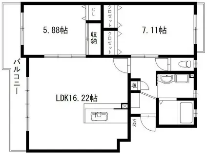 ベルフォレスト(2LDK/2階)の間取り写真