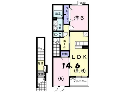アンソレイユ(1LDK/2階)の間取り写真