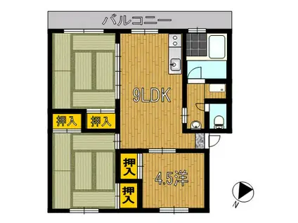 サンフラワー女の都(3DK/4階)の間取り写真