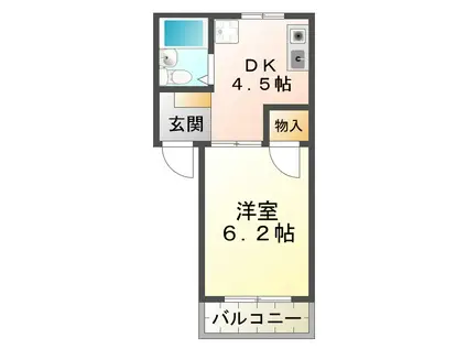 MJハイツ塩屋(1DK/1階)の間取り写真