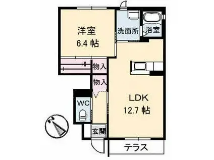 SIN III棟(1LDK/1階)の間取り写真