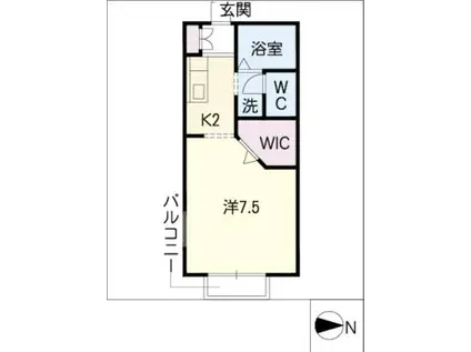 四ッ谷リーブル(1K/2階)の間取り写真