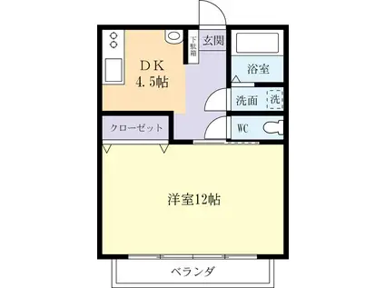 フラワーハイツ宮(1DK/3階)の間取り写真