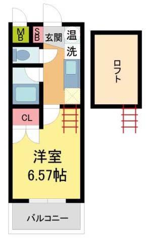 アルザ夙川(1K/4階)の間取り写真