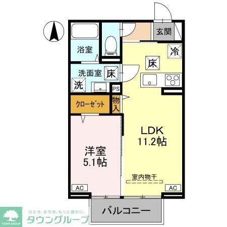 ノーブルラフィネ土呂町(1LDK/3階)の間取り写真