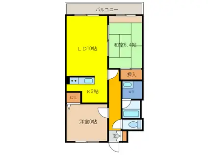 ケーポート末広(2LDK/2階)の間取り写真