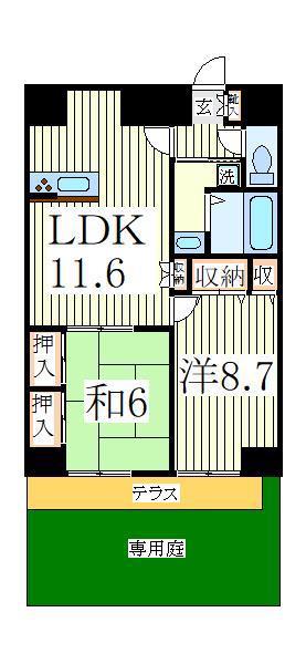 WIN南流山(2LDK/1階)の間取り写真