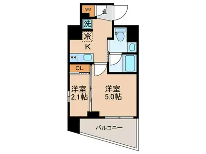 GRAN PASEO蒲田III(2K/5階)の間取り写真