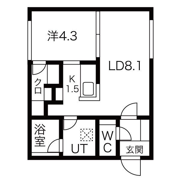 CASA MIO(1LDK/4階)の間取り写真