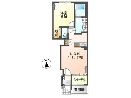 ファイン・ハイムII(1LDK/1階)の間取り写真