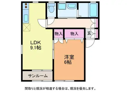 グランビル小針(1LDK/2階)の間取り写真