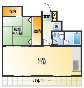 椿マンション(1LDK/3階)の間取り写真