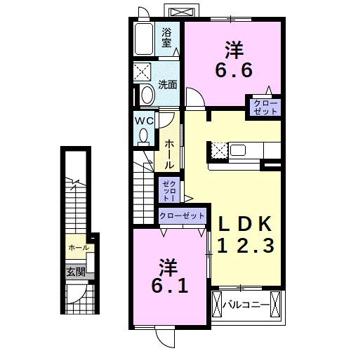 マジュネス(2LDK/2階)の間取り写真
